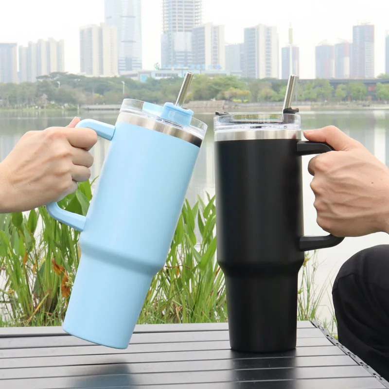 

40oz Tumbler With Handle Lid and Straw Insulated Stainless Steel Large Capacity Travel Mug Iced Coffee Cup for Hot & Cold Water
