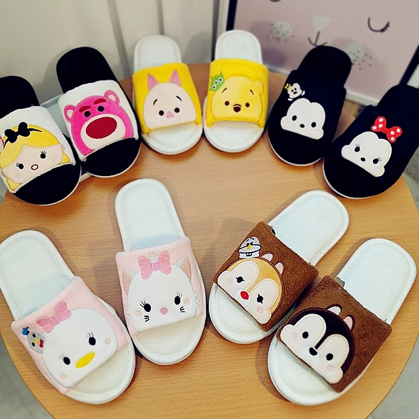 

Disney Mickey Minne Anime soft bottom slippers indoor slippers cute thin bottom cartoon plush cotton slippers Boys and girls