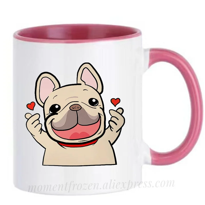 

Love Pug Dog Mugs Frenchie Bulldog Cups Diswasher Ceramic Coffee Mugen Coffeeware Home Decal Valentines Gifts Teaware Drinkware