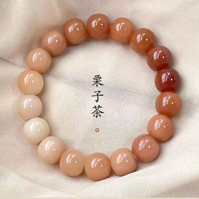 

SNQP Pink Purple White Jade Bodhi Root Handstring Female Finger Wrapping Soft Wen Playing Zi Buddha Beads Student Plate