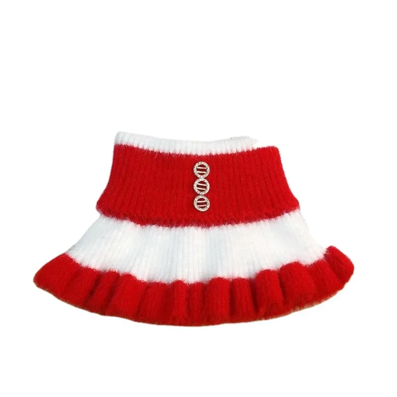 Новинка 2024 вязаный полосатый воротник с лацканами теплый чехол на шею для женщин