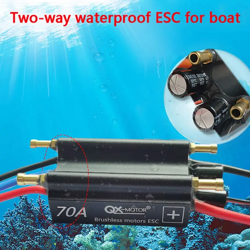 

50A 70A 90A 120A QX-Motor Waterproof Brushless ESC 2-6S Speed Controller for RC Boat Ship with BEC 5.5V/5A Water Cooling Syste