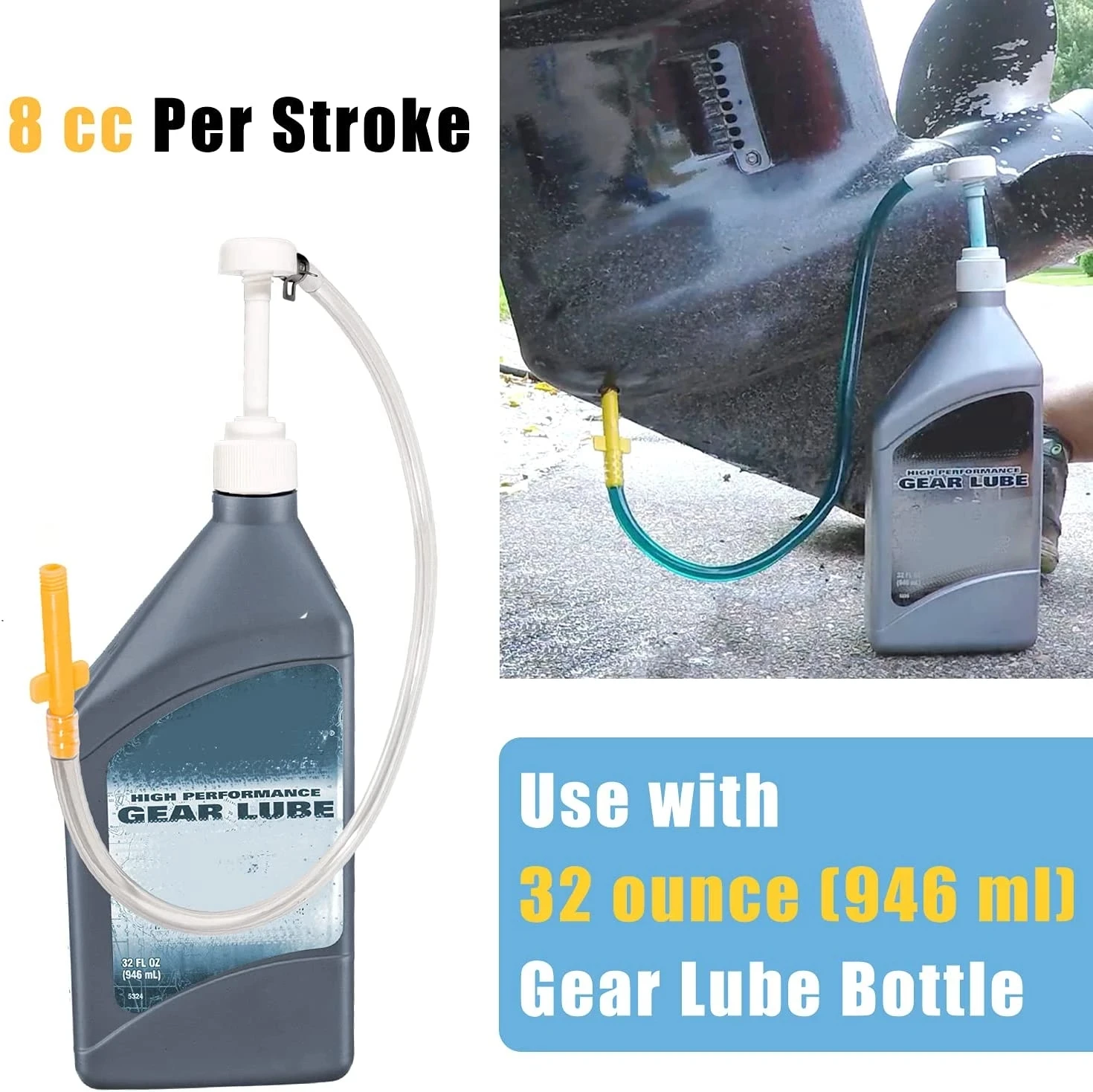 MX Gear Lube Pump Marine Lower Unit Gear Oil Pump for Standard Quart Bottles Fits All Mercury Outboard Marine Boat Accessories