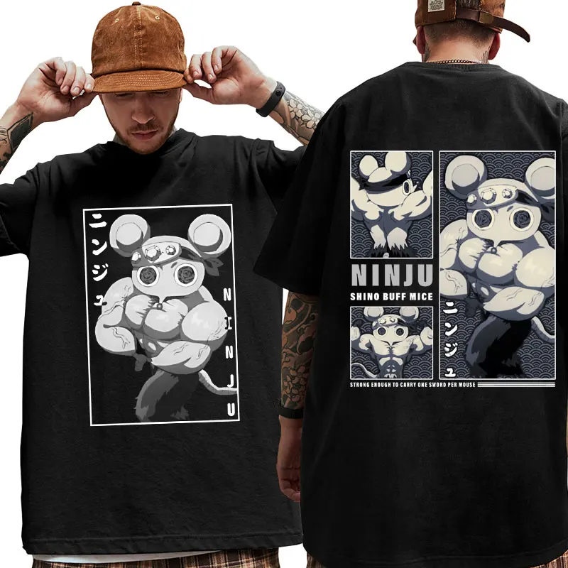 

Japanese Anime Demon Slayer Uzui Tengen T-shirt Funny Manga Muscular Ninja Mice Muki Gym T Shirt Oversized Streetwear tees men