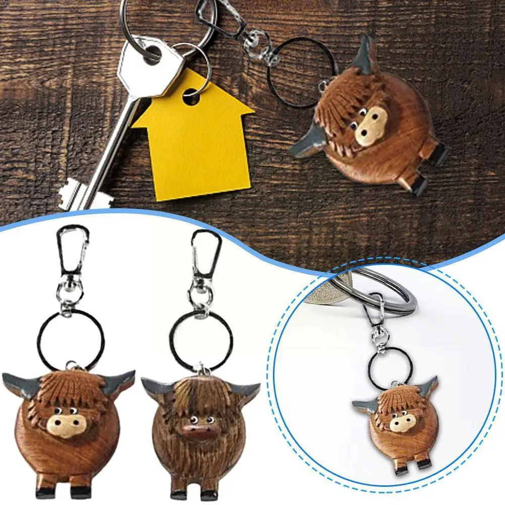

Wooden Highland Cow Keyring Cute Little Highland Cow Keyring Pendants For Man And Women Kids Adorable Souvenir Gifts Y5e1