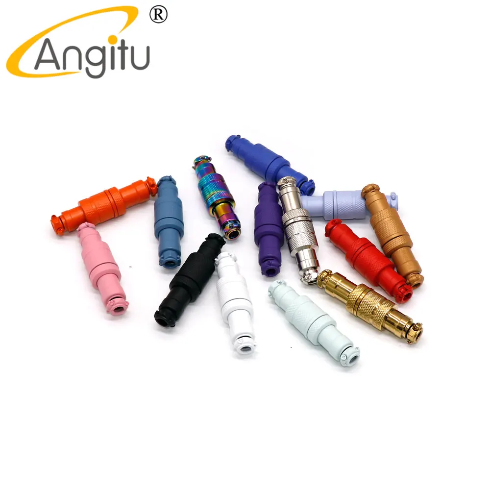 Angitu 13 Colors GX16 4Pin Aviator Connector 1Set For Mechanical Keyboard Cable GX16 Aviation Plug Male And Female Black White