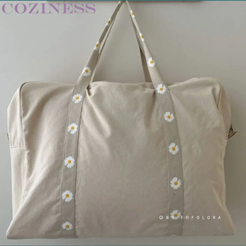 

Daisy Lattice Print High Capacity Shoulder Bag Mommy Bag Daily Quilt Clothes Multifunction Children School Start Storage Bag