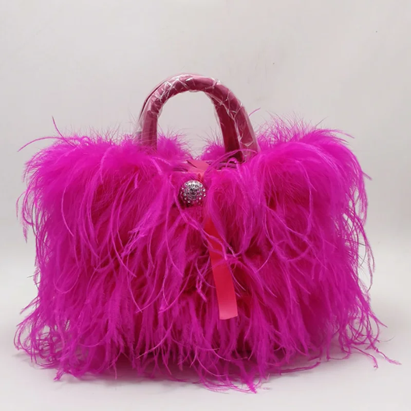 Роскошный модный вечерний клатч из страусиного пера Женский Свадебный Кошелек и