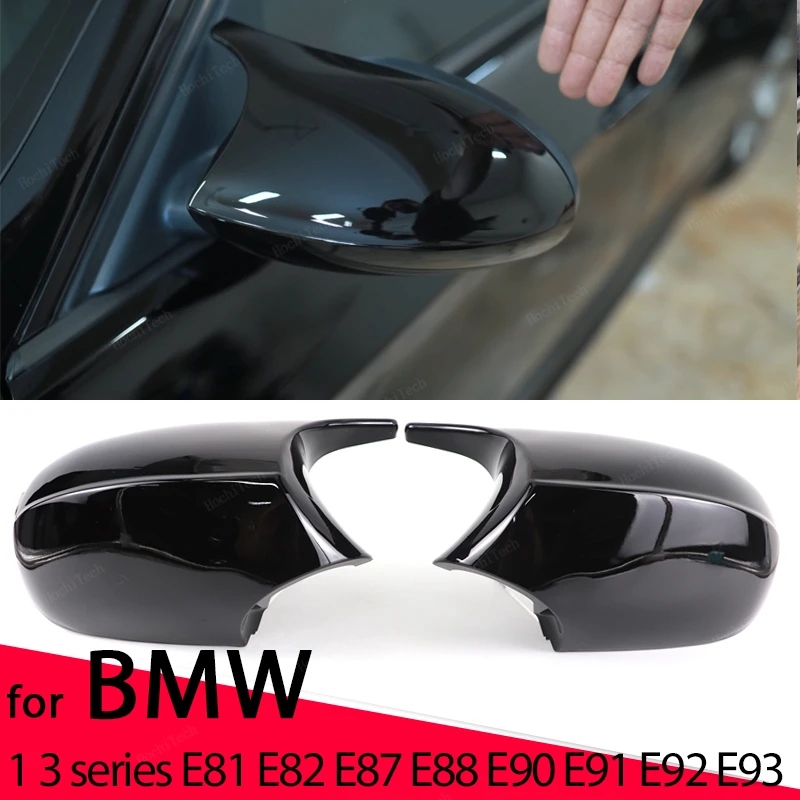 Carbon Fiber Pattern Black Side Mirror cover Caps for BMW 1 3 Series E92 E93 E90 E91 Black M3 Style Cover E81 E82 E87 E88
