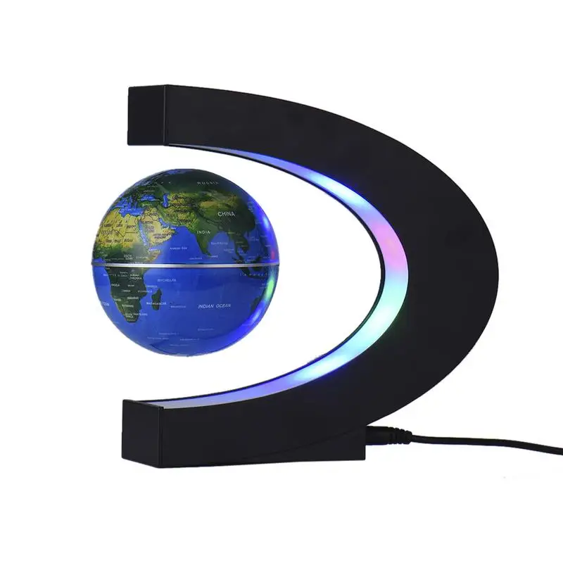 

LED Night Light C-shaped Globe Table Atmosphere Night Lamp Magnetic Suspension Globe Ornaments Christmas Gift Home Decoration
