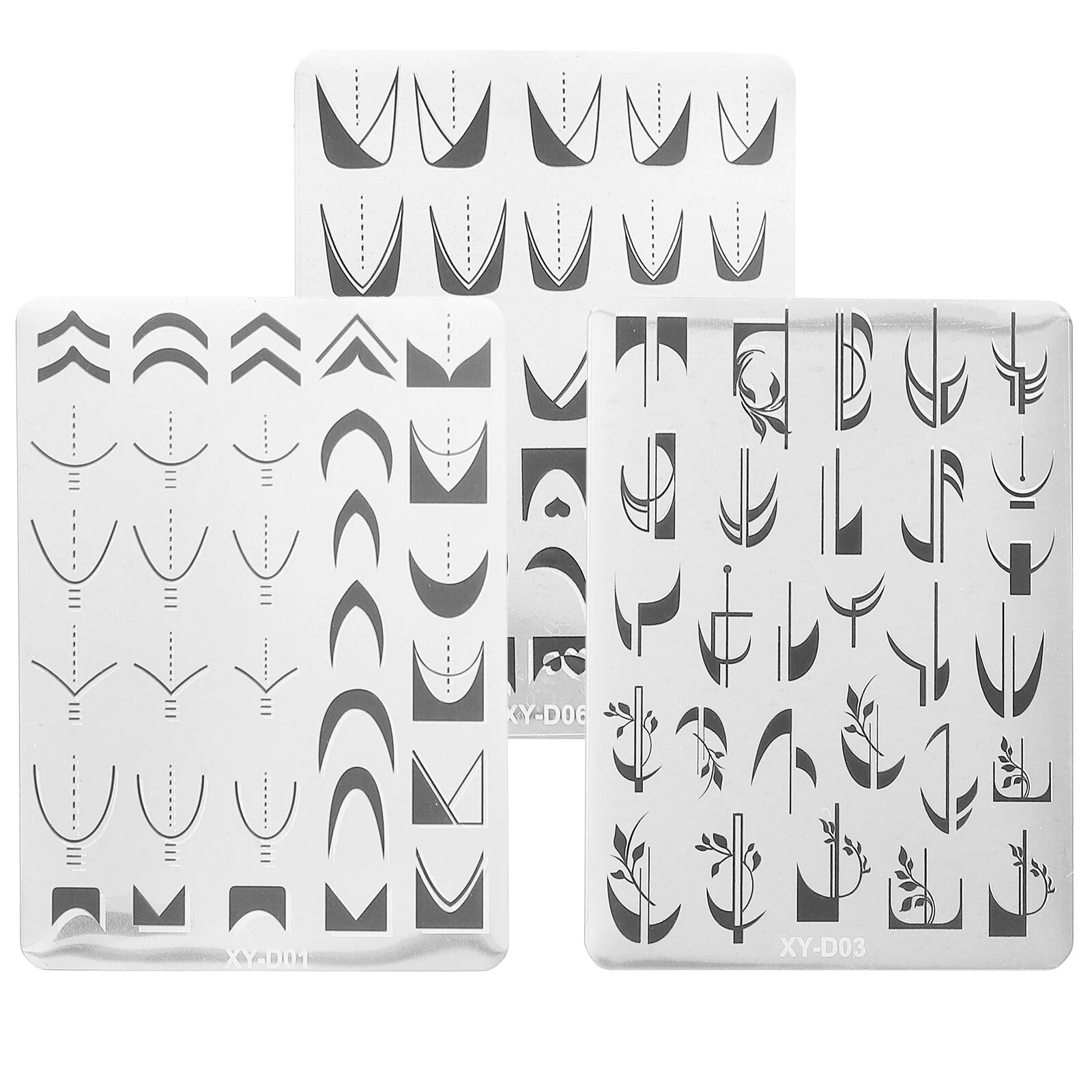 

3 Sets Nail Plate Stamping Stencils DIY Manicure Templates Kit Molds Printing Polish Metal
