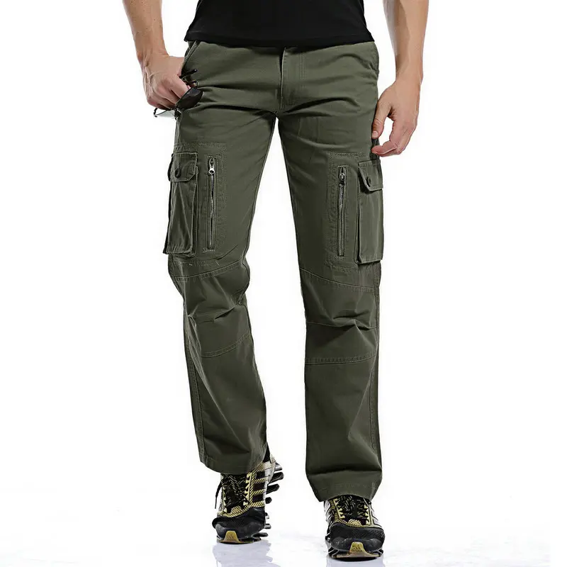 

Drop Shipping 2023 New Autumn Men Cargo Pants Cotton Material Muti Pockets Loose Style Camo Combat Overalls 28-40 AXP136