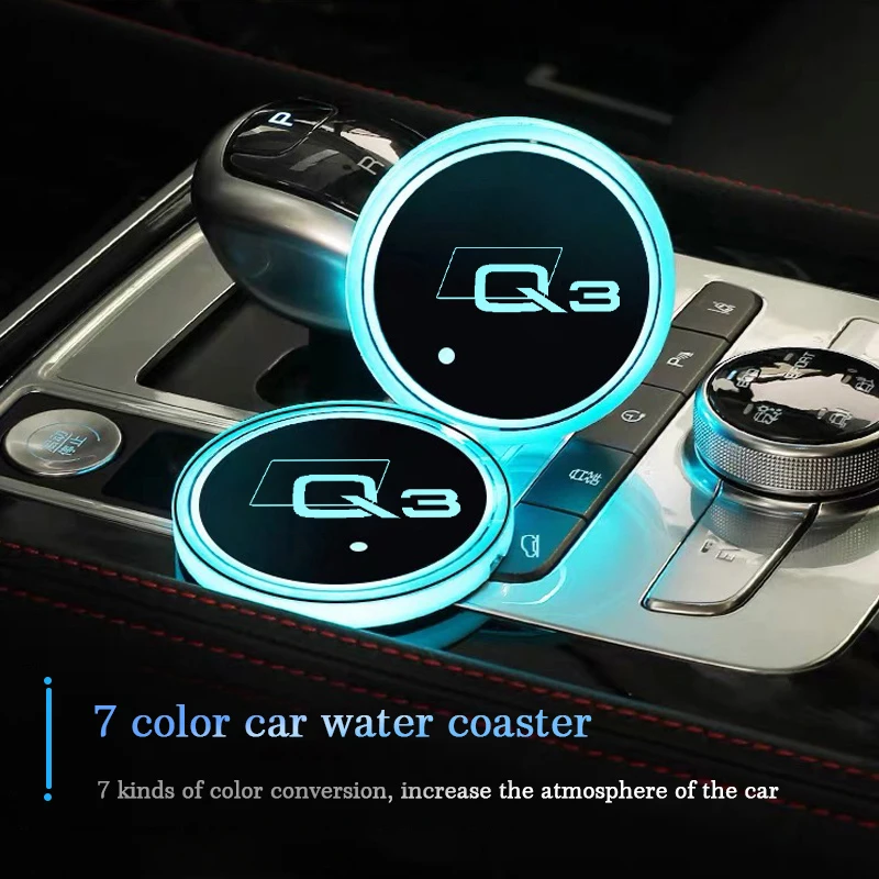

Светящийся подстаканник, 7 цветов, USB зарядка, Автомобильный светодиодный светильник для Audi Q3 F3B 8UB 8UG, автомобильные аксессуары