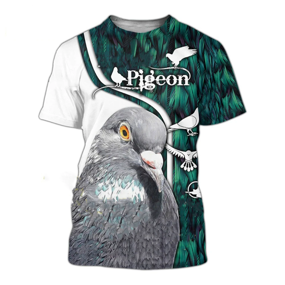 

3d animal print t shirt men's women around neck shirts short sleeve dove pattern cool design clothes summer casual oversized