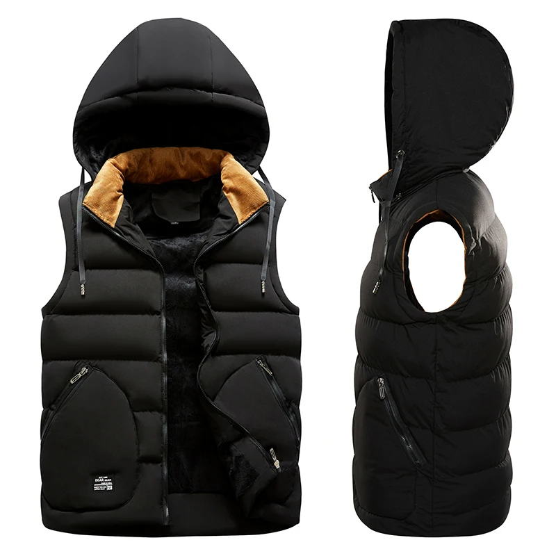 Didiboer Men's Jacket Coat New Winter Warm Hoodies Vests Jackets Casual Waistcoat Thick Solid Color Outerwear Men Clothing