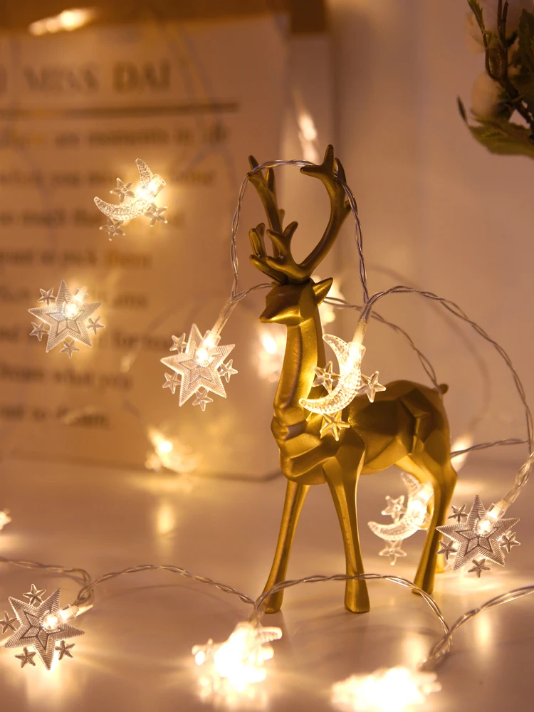 

LED Moon Star Christmas String Lights for Family New Year Party Wedding Festive Decoration
