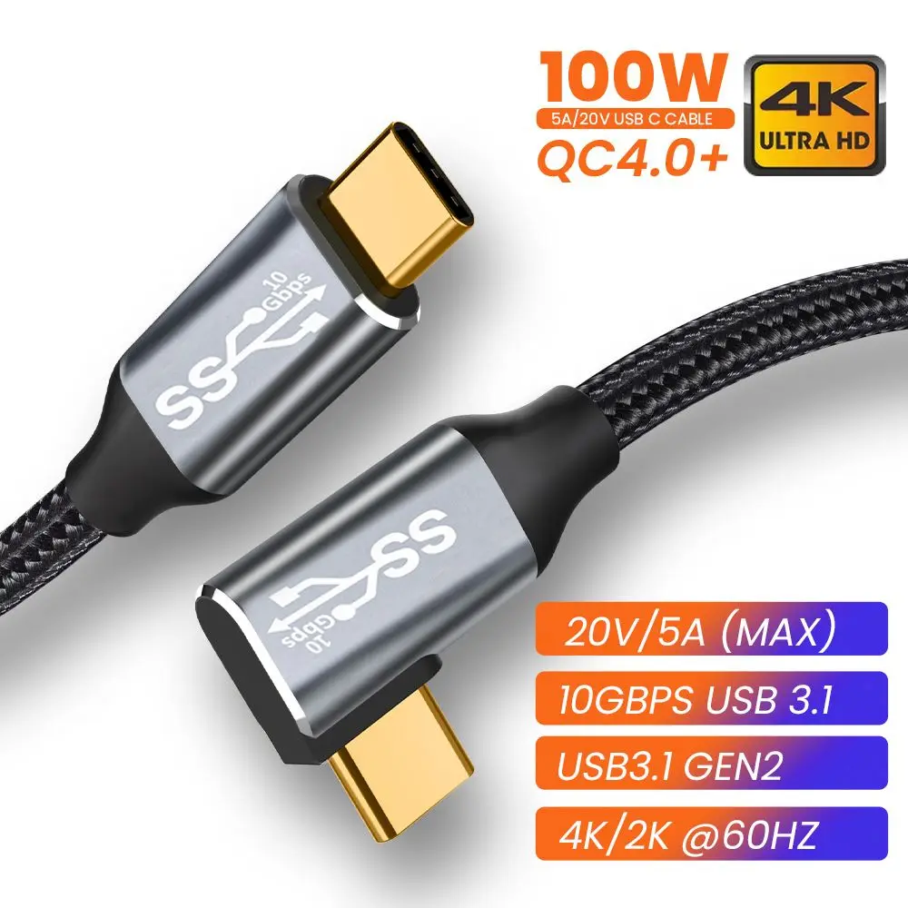 

Кабель для быстрой зарядки, 100 Вт, 10 Гбит/с, USB 3,1 Gen 2 Type C
