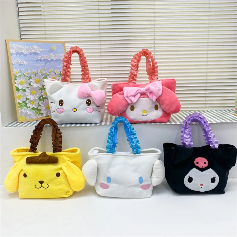 

Kawaii мультфильм Sanrio Kuromi плюшевая сумка Hello Kittys My Melody большая емкость Косметическая сумка для хранения офиса рабочая сумка