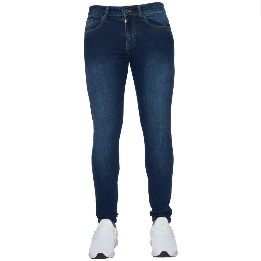 Men's Jeans Slim Fit Stretch Pencil Pants Four Seasons Casual Sports Jeans Youth Denim Men's Casual Straight Pants Classic Blue