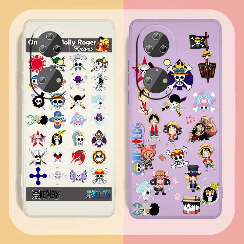 

Anime one piece pirate flag Luffy For Huawei P50 P40 P30 P20 P Smart Pro Lite Z E 2017 5G Liquid Rope Phone Case Capa Cover