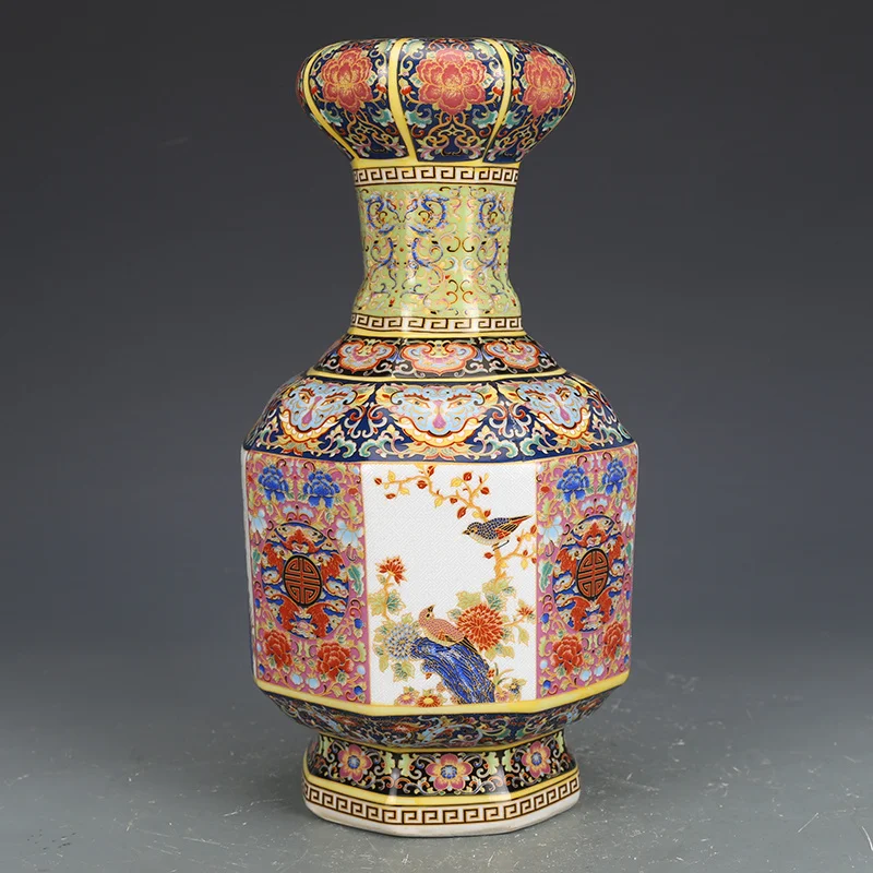 

Jingdezhen Ceramics Ornaments Yongzheng Enamel Bulbous Lipped Vase Antique Porcelain Antique Hallway Dried Flower Vase