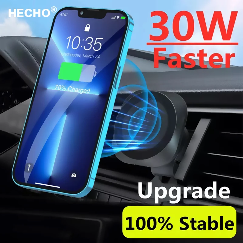 

30W Magnetic Car Wireless Charger Air Vent Stand For Macsafe iPhone 14 13 12 11 Pro Max Mag Car Mount Phone Holder Fast Chargers