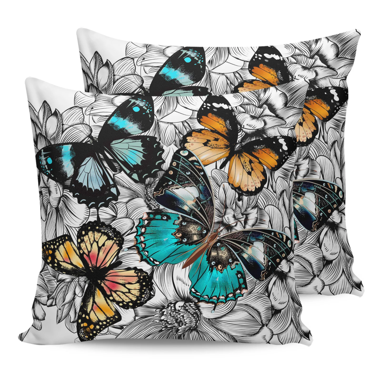 

2PC Pillowcase Flower Colorful Butterfly Sofa Cushion Cover Bedding Dakimakura Pillow Cover House Home Decorative Pillow Cases