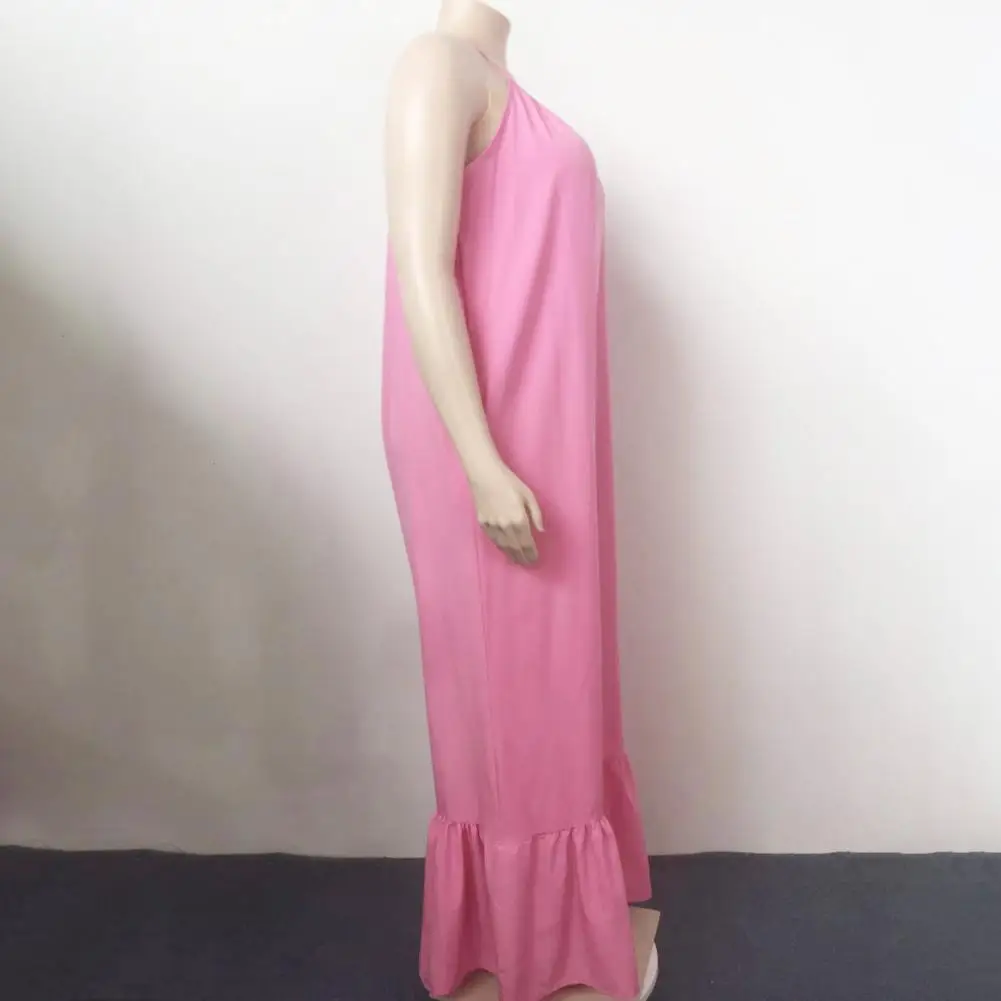 

Creative Solid Color Flare Hem Horn Shape Women Romper Party Clothes