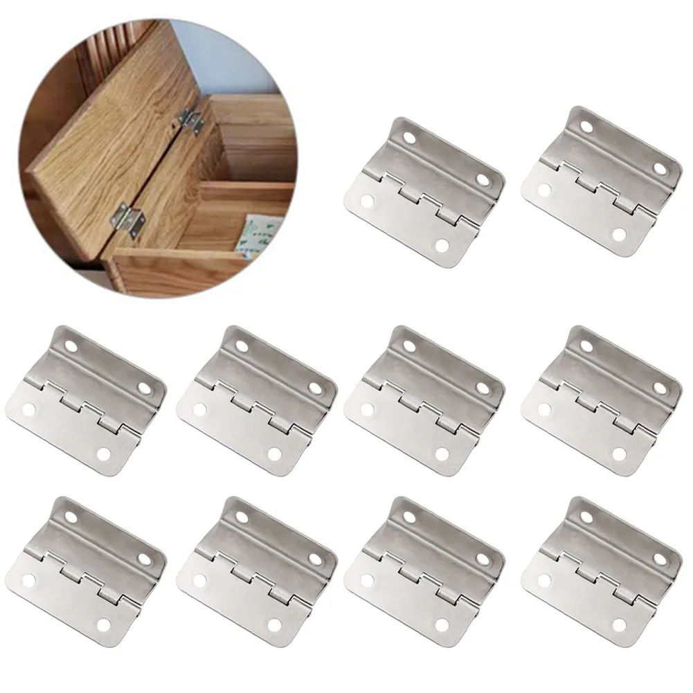 

10pcs/set Wooden Box Hinge Window Tri-Fold Right Angle 4-Hole Flat Hinge Cabinet Door Hinge Furniture Hardware Accessories