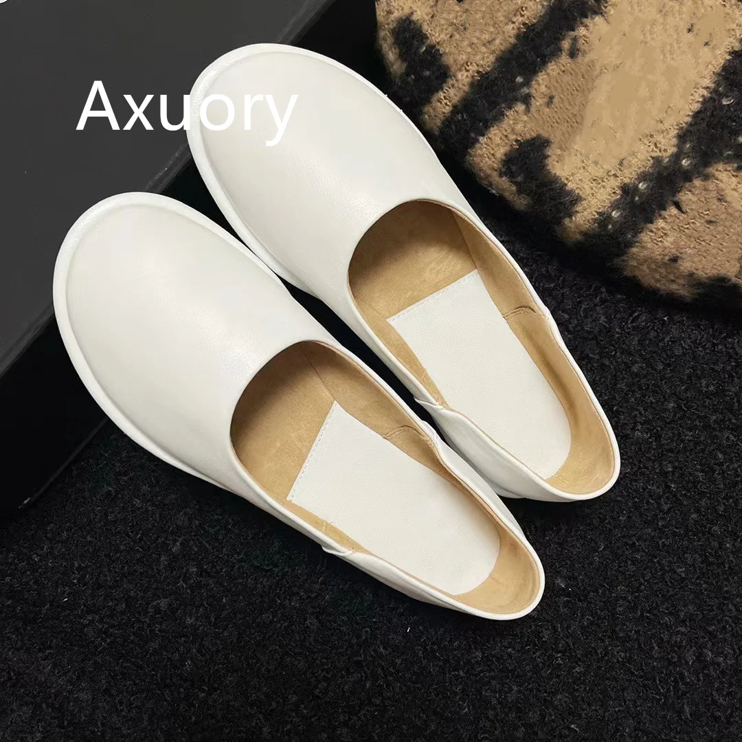 2023 New Women Mary Jane flats Shoe Luxury Design Solid Color Genuine Leather Retro Style Shallow mouth Round head