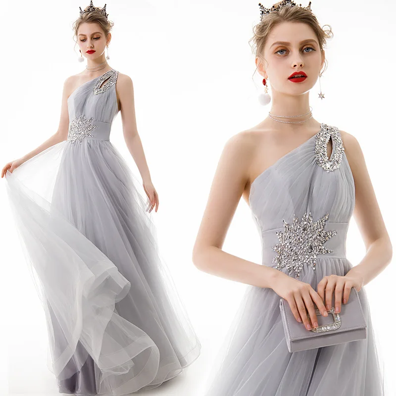 

Hong Hu Female Formal Dress 2023 New Tulle Summer Evening Dinner Weding Choir Party Prom Long Gown For Women