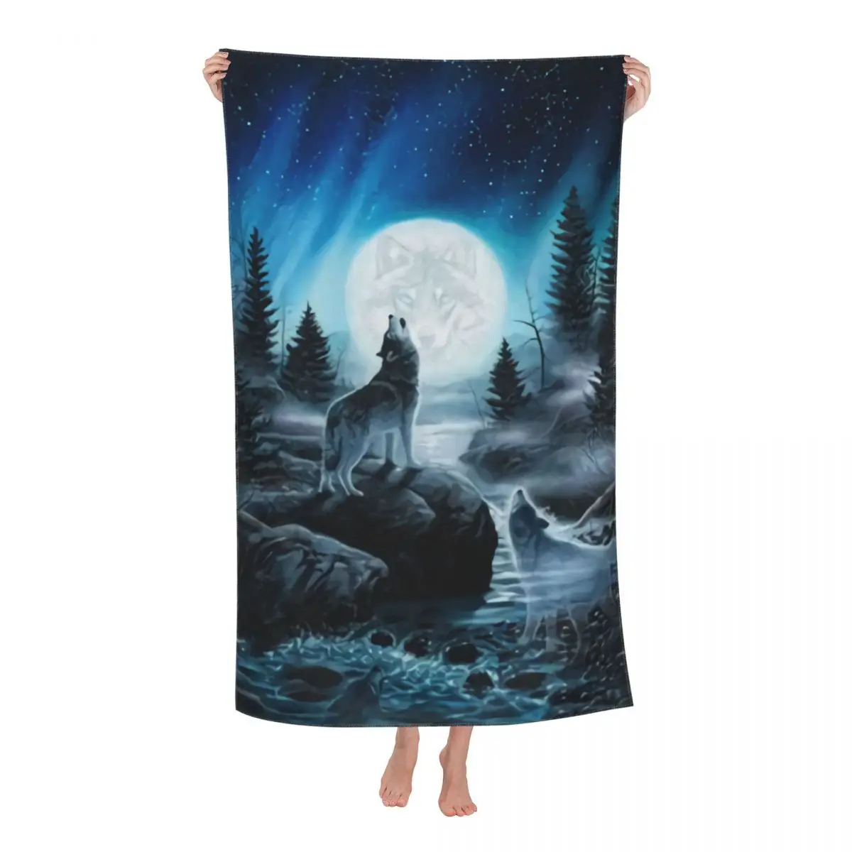 

Радость от волка, раннее пляжное полотенце, быстросохнущее полотенце для душа с животными