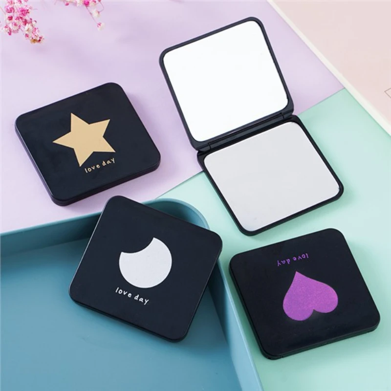 

Small Mirror Carry Cute Mini Makeup Mirror Double-sided Portable Dressing Mirror Student Hand-held Folding Mirrors Female