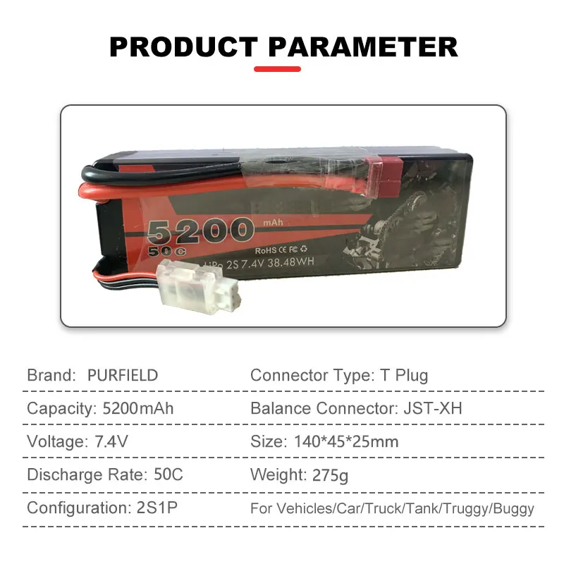 Литий-полимерный аккумулятор PURFIELD 2S 3S 4S 6S 1300 мАч 1500 5200 6200 7200 Lipo с разъемом Deans XT60 T
