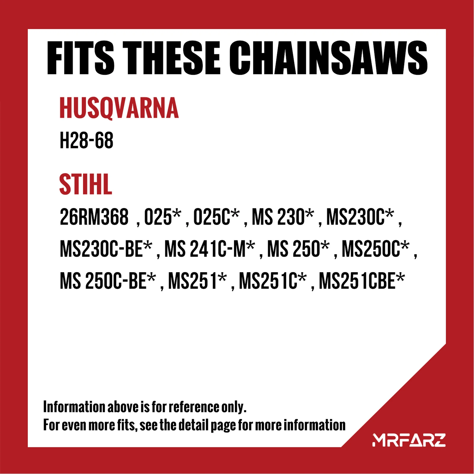 Цепь для бензопилы MRFARZ 4 шт. 18 дюймов шаг 0 325 дюйма калибр 03 68 приводных звеньев L68