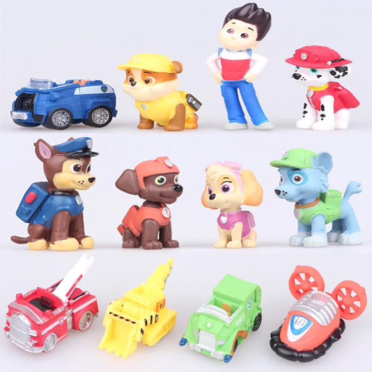 

12pcs Paw Patrol Patrulla Canina Anime Action Figures Puppy Patrol Mini Dolls Patroling Canine 4-10cm Toys for Children