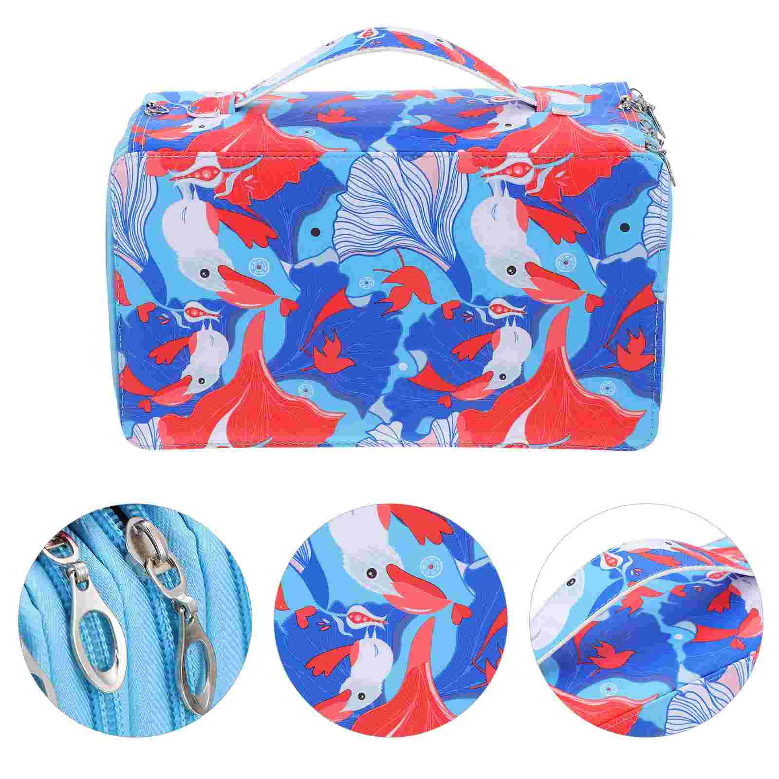 

1pc Handle Drawing Pencils Bag Portable Large Capacity Stationery Storage Pouch