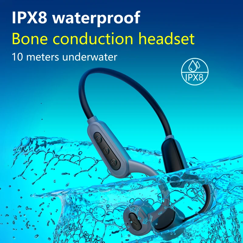 

True Bone Conduction Headphones Swimming IPX8 Waterproof Bluetooth Wireless Headsets 16GB MP3 Audio Music Player Sport Earphone