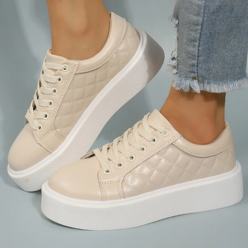 

Large Size Casual Shoes Female Autumn Lace Up Low Top Round Head Sneakers Anti-slip Running Trainers Zapatos Planos De Mujer
