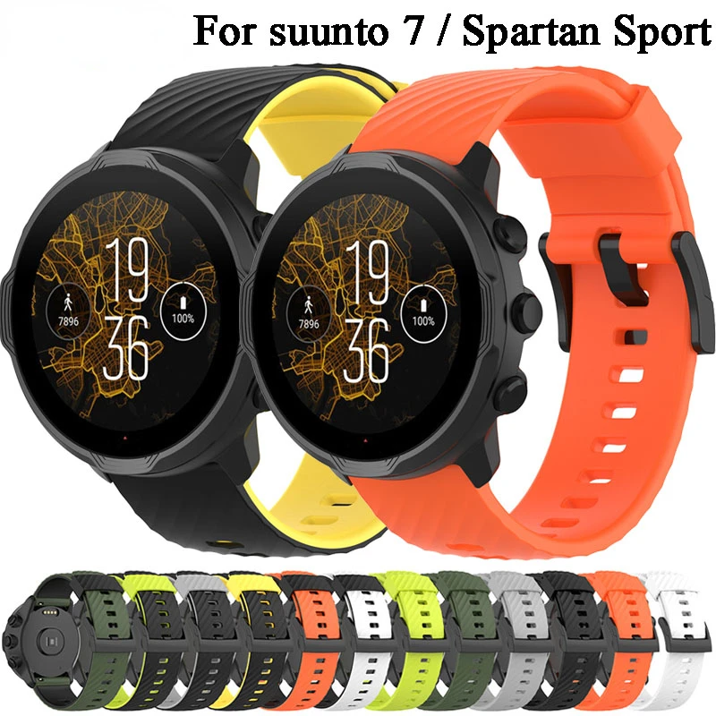 Силиконовый браслет для Suunto 7 9 Спартанский спортивный браслет HR Baro D5 сменный браслет Fossil Q Мужской гибридный ремешок для часов