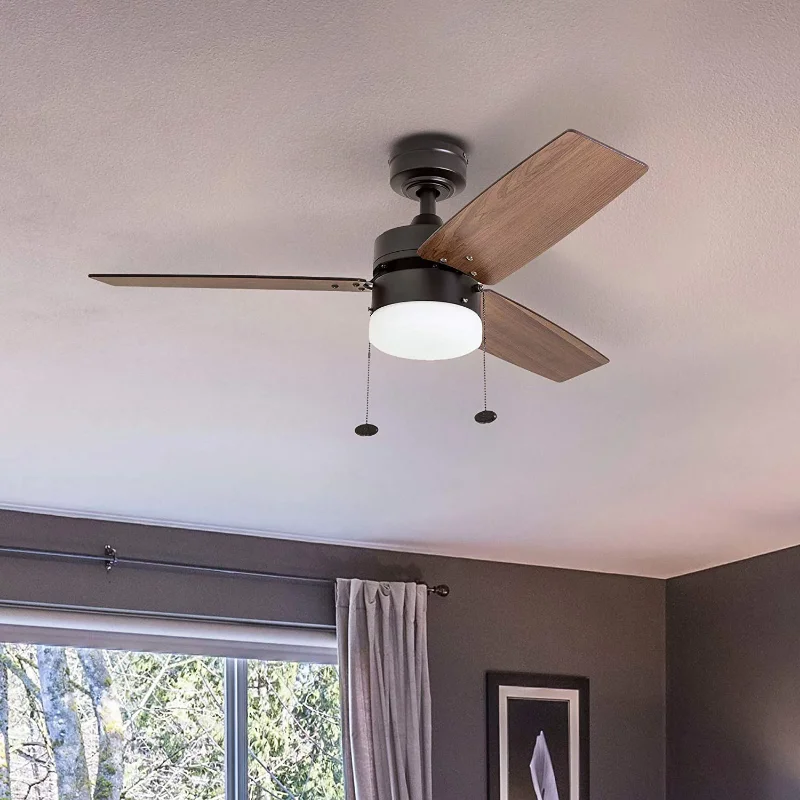 

Prominence Home Reston 42" Bronze Modern Small Room Ceiling Fan with 3 Blades, LED Light Kit, Pull Chains & Reverse Airflow