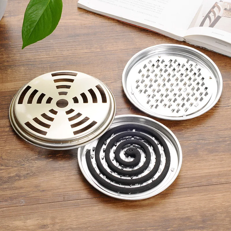 

2023NEW Mosquito Coil Tray Portable Mosquito Coils Holder Hotel Metal Repellent Rack with Cover Summer Anti-mosquito