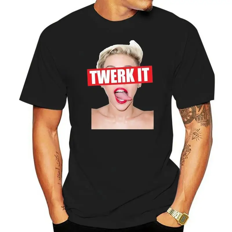 

Miley Cyrus Twerk It Tongue Out T-Shirt Summer New Print Man Cotton Fashion