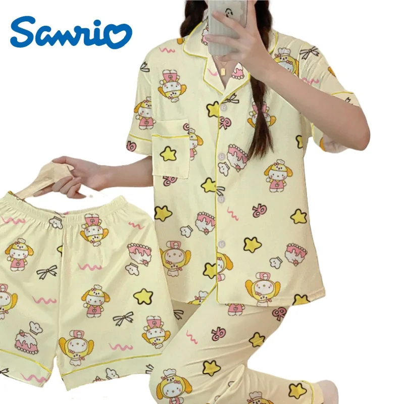 Новый комплект домашней одежды Sanrio пижамный из трех предметов с рисунком CookieAnn