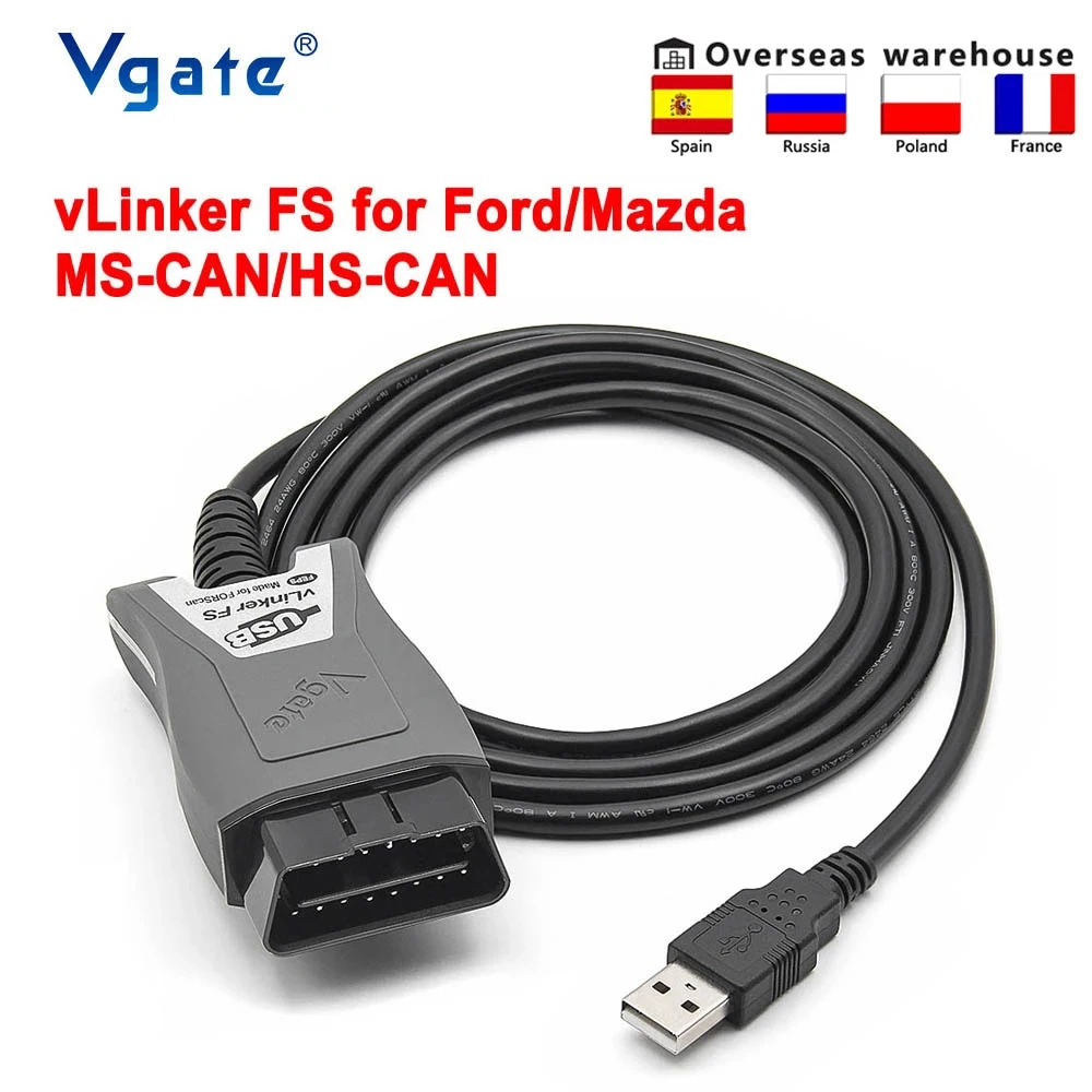 

Автомобильный диагностический сканер Vgate Vlinker FS ELM327 USB OBD2 для Ford FORScan OBD2, Автомобильный сканер MS/HS CAN для Mazda PK EX