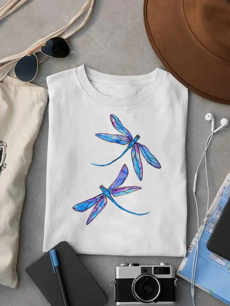 

Casual T-shirts Short Sleeve Dragonfly Style Cute Summer T Clothing Print Fashion Women Female Graphic Tee Aesthetic Clothes