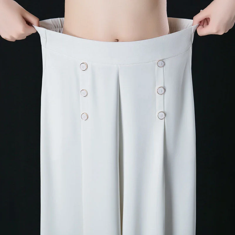 

Women's Summer High Waist Oversized Culottes Wide Leg Pants Korean White Baggy Straight Trousers Casual Ankle-length Pantalones