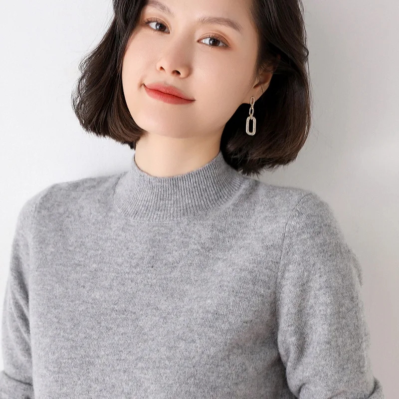 

2021 NEW FASHION WOMEN Women's T-Shirt Knit Slim Fit Top Solid Color Long Sleeve