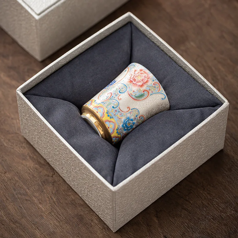 Чайная чашка в стиле шинуазри стерлинговое серебро филигранная эмаль