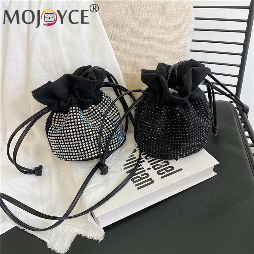 

Rhinestone Women Handbags Diamond Bucket Shiny Dinner Party Shoulder Underarm Bag Chic Handbag for Women Outdoor